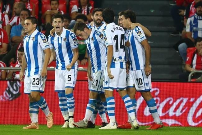 Los jugadores de la Real Sociedad celebran un gol. | @LALIGA ep los jugadoresla real sociedad celebrangol