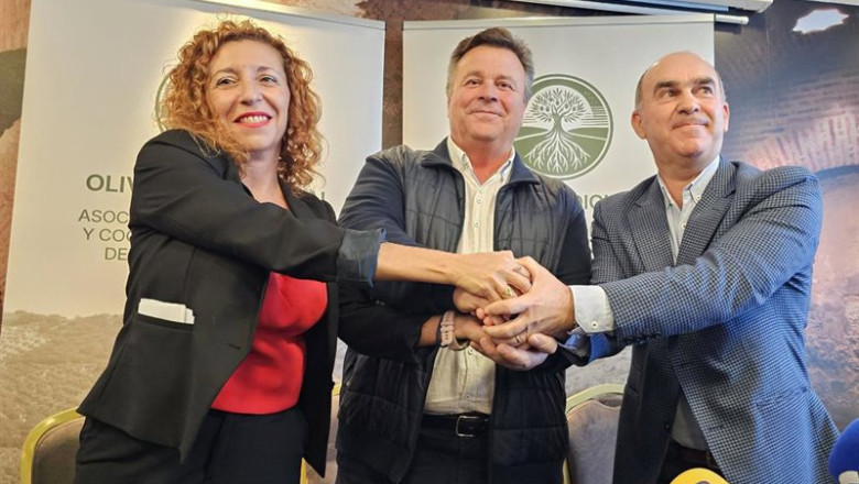 Nuria Yáñez, José Gilabert y Rafael Almirón en la constitución oficial de la Asociación del Olivar Tradicional | ASOCIACIÓN TRADICIONAL DEL OLIVAR ep nuria yanez jose gilabert y rafael almiron en la constitucion oficial de la asociacion del olivar