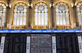 ep un panel del ibex 35 en el palacio de la bolsa a 9 de febrero de 2023 en madrid espana el