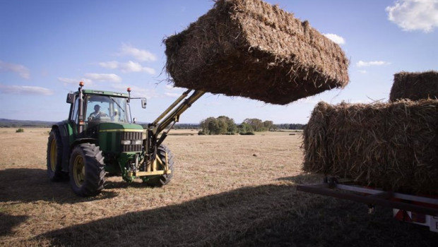 ep un tractor durante la recogida de trigo