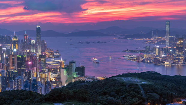 dl hong kong china special administrative region city hongkong hk dollar hkd skyline harbour dusk pb