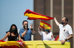 ep el lider de vox santiago abascal durante la manifestacion en coche convocada por su partido