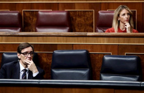 ep el ministro de sanidad salvador illa y la portavoz del pp cayetana alvarez de toledo durante la
