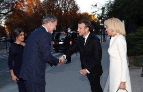 ep el rey felipe vi la reina letizia el presidente de francia emmanuel macron y la primera dama de