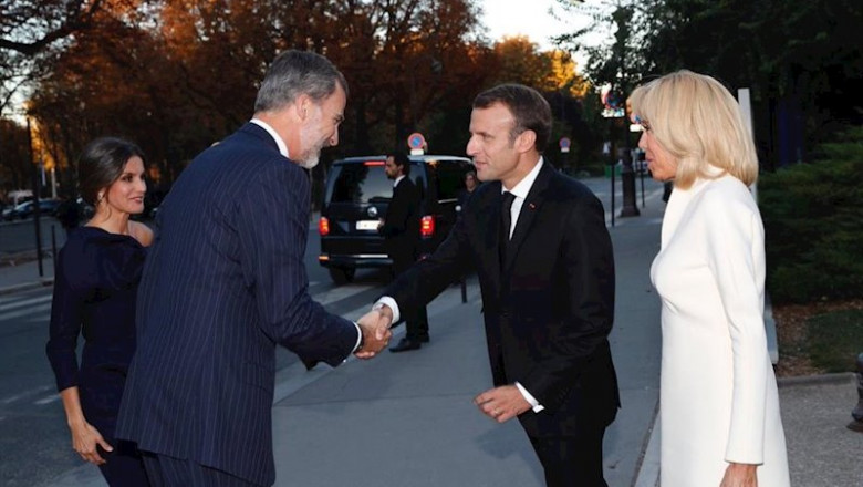 ep el rey felipe vi la reina letizia el presidente de francia emmanuel macron y la primera dama de