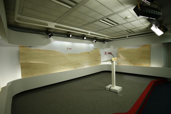 Nueva imagen de la sala de prensa del PSOE en la sede de Ferraz | EUROPA PRESS ep nueva imagenla salaprensapsoela sedeferraz
