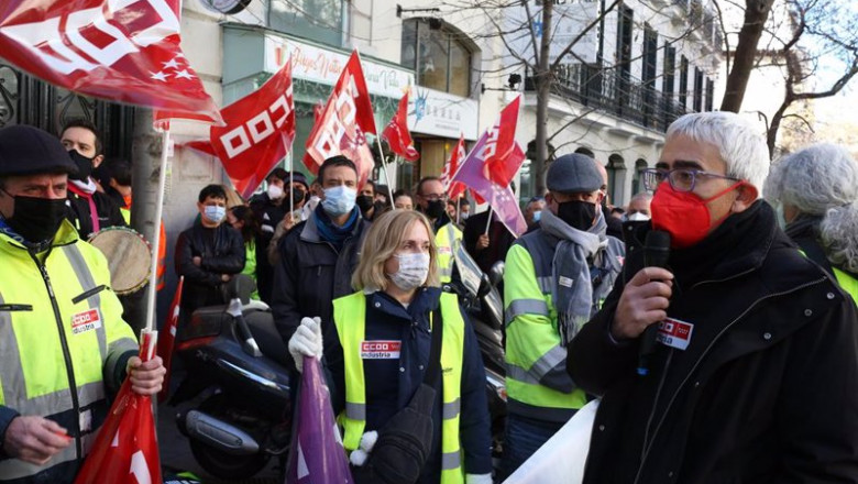 Archivo - El secretario general de Obreros e Industria de las Comisiones Obreras, Julián Teso, durante la concentración de CCOO Industria frente a la Embajada de Francia, a 20 de enero de 2022, en Madrid (España). | Cézaro De Luca - Europa Press - Archivo ep archivo el secretario general de obreros e industria de las comisiones obreras julian teso