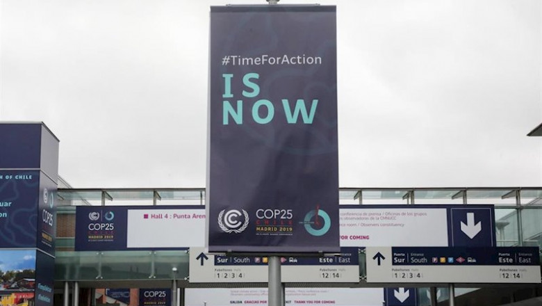 ep cartel de la cop25 en el que se lee time for action is now ahora es el momento de actuar en el ep cartel de la cop25 en el que se lee time for action is now ahora es el momento de actuar en el