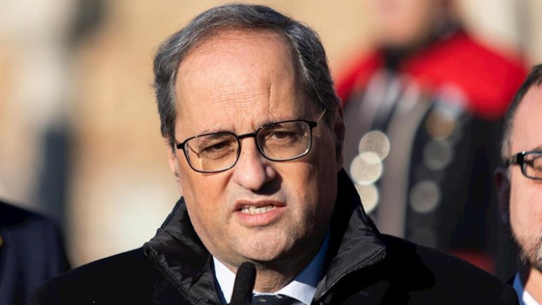 ep el presidente de la generalitat quim torra realiza una declaracion durante la ofrenda floral a la