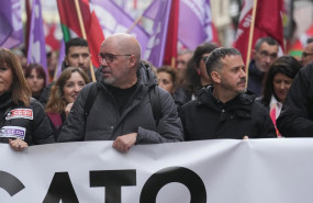 ep el secretario general de ccoo unai sordo y el de ccoo euskadi santi martinez en una manifestacion