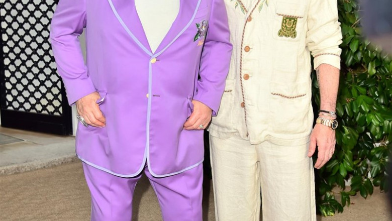 24 July 2019, France, Antibes: British singer Elton John (L) and his partner David Furnish attends the Elton John Aids foundation Midsummer Party at Jean Pigozzi's Villa Dorane. Photo: Matt Crossick/PA Wire/dpa | Matt Crossick/PA Wire/dpa ep 24 july 2019 france antibes british singer elton john land his partner david furnish attends the elton john aids foundation midsummer party at jean pigozzis villa dorane photo matt crossickpa wiredpa