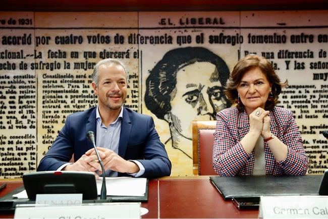 Ander Gil y Carmen Calvo en unas jornadas en el Senado sobre Igualdad | PSOE SENADO - Archivo ep ander gilcarmen calvounas jornadassenadoigualdad