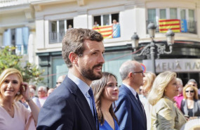 ep el presidente del partido popular pablo casado asiste a la bajada de la real senyera y procesion