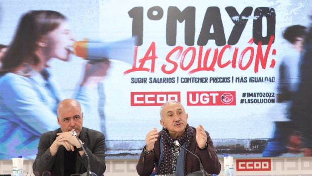 ep los secretarios generales de ccoo y ugt unai sordo i y pepe alvarez d ofrecen una rueda de prensa
