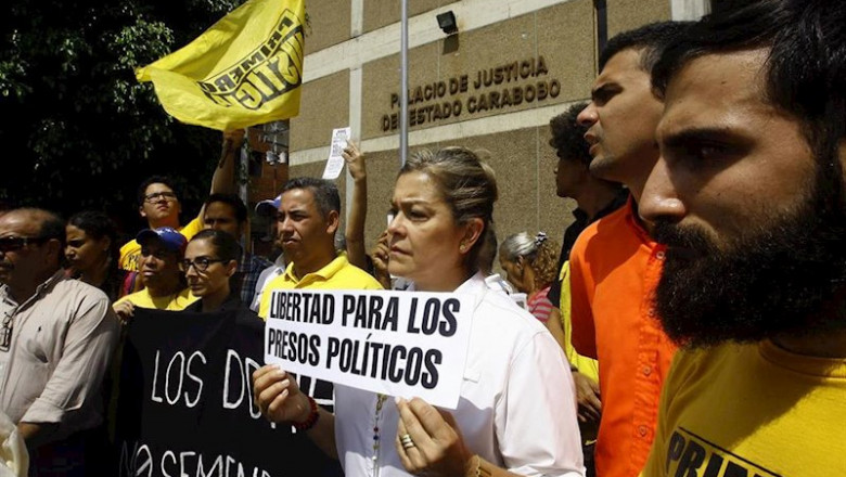 ep protesta opositora para exigir la liberacion de presos politicos en venezuela imagen de archivo