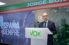 ep el jefe de la delegacion de vox en el parlamento europeo jorge buxade en la sede del partido en
