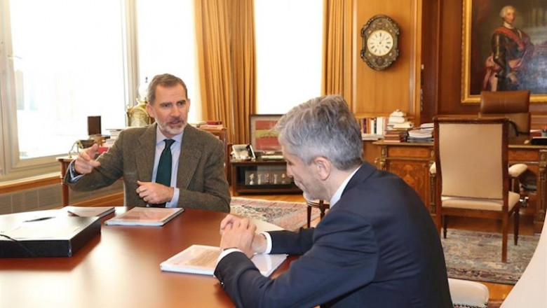 El Rey Felipe VI y el ministro del Interior, Fernando Grande Marlaska, se reúnen en el Palacio de la Zarzuela | CASA REAL ep el rey felipe vi y el ministro del interior fernando grande marlaska se reunen en el palacio de