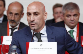 ep luis rubiales presidente de la rfef durante una asamblea generarl de la rfef