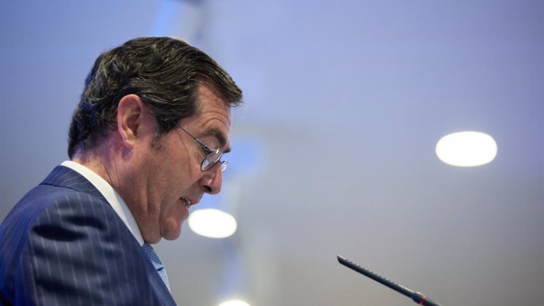 El presidente de CEOE, Antonio Garamendi, interviene en un encuentro empresarial de CEOE y CEPYME, en una imagen de archivo. | Jesús Hellín - Europa Press ep el presidente de ceoe antonio garamendi interviene en un encuentro empresarial de ceoe y cepyme