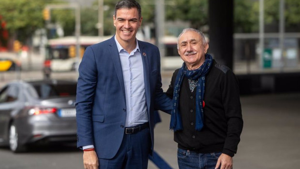 ep el presidente del gobierno pedro sanchez i y el secretario general de ugt pepe alvarez d