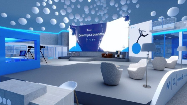 ep imagen del stand de telefonica en el mwc 2021