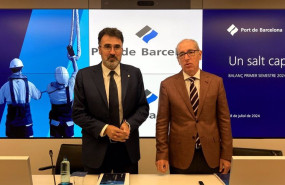 ep el presidente del puerto de barcelona lluis salvado y el director general jose alberto carbonell