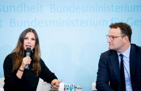 ep 21 october 2019 berlin german minister of health jens spahn r and chairwoman of the robert enke