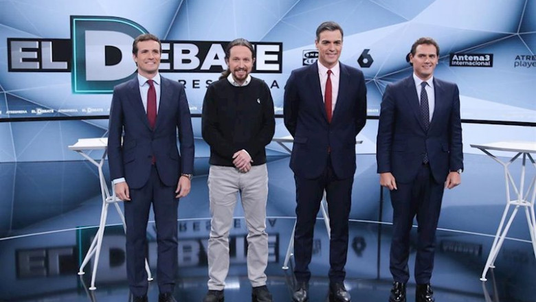El president del PP, Pablo Casado; el secretari general de Podemos, Pablo Iglesias; el president del Govern, Pedro Sánchez; i el president de Ciutadans, Albert Rivera, preparats per al debat d'Atresmedia. | Ricardo Rubio - Europa Press - Archivo ep el president del pp pablo casado el secretari general de podemos pablo iglesias el president del