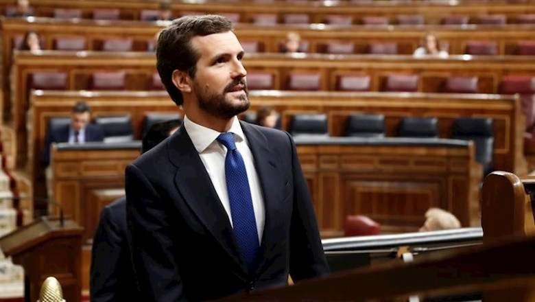 ep el presidente del partido popular pablo casado asiste al pleno del congreso donde pedro sanchez