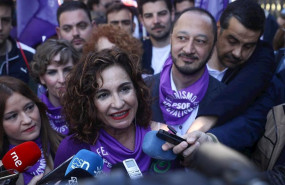 ep la ministra maria jesus montero en la manifestacion del 8 de marzo dia internacional de la mujer