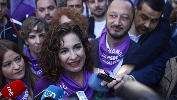 ep la ministra maria jesus montero en la manifestacion del 8 de marzo dia internacional de la mujer
