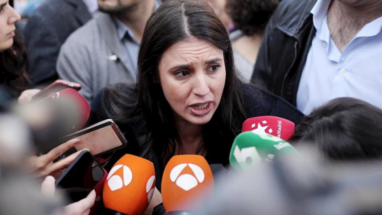 ep la portavoz de unidas podemos en el congreso irene montero atiende a los medios de comunicacion