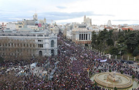 ep manifestacion del 8m dia internacional de la mujer en su paso por la plaza de cibeles en madrid a