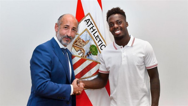ep aitor elizegi athleticeko presidentea eta inaki williams akordioa sinatu ostean