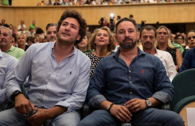 ep el presidente de vox santiago abascal y el cabeza de lista al congreso por guadalajara angel
