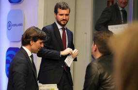 ep el presidente del partido popular pablo casado centro junto al vicesecretario nacional de