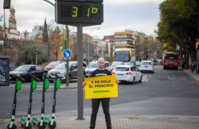 ep imagenes de greenpeace con un termometro de sevilla marcando 31 grados en marzo