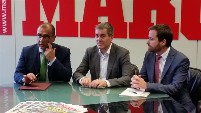 Juan Ignacio Gallardo, Fernando Clavijo e Isaac Castellano en la sede de Marca | EUROPA PRESS ep juan ignacio gallardo fernando clavijo e isaac castellanola sedemarca