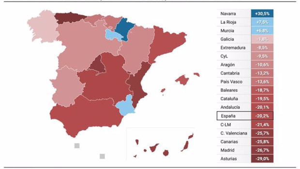 ep mapa con cifras de creacion de empresas por comunidades autonomas ep mapa con cifras de creacion de empresas por comunidades autonomas