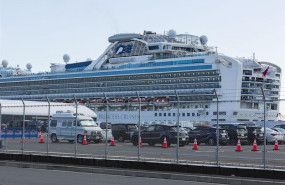 ep 18 february 2020 japan yokohama the quarantined cruise ship diamond princess can be seen through