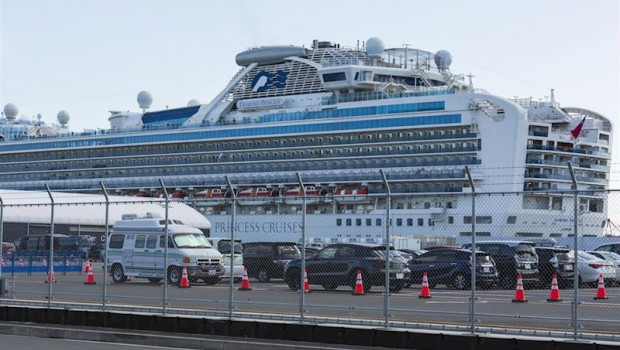 ep 18 february 2020 japan yokohama the quarantined cruise ship diamond princess can be seen through