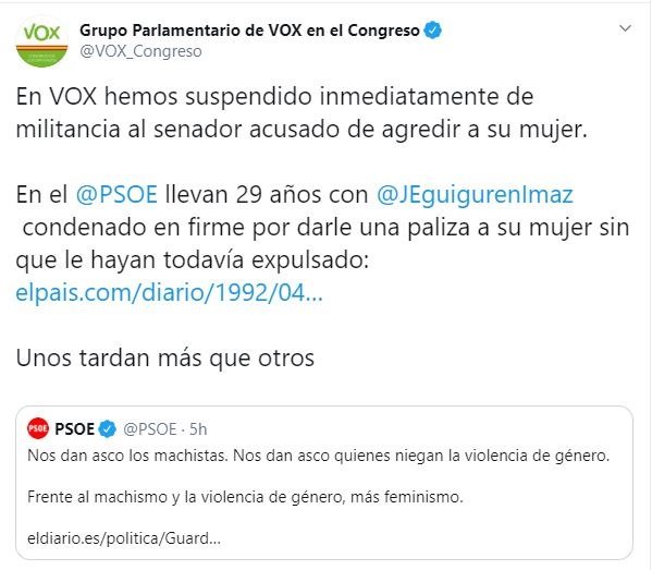 ep captura del mensaje de twitter de vox