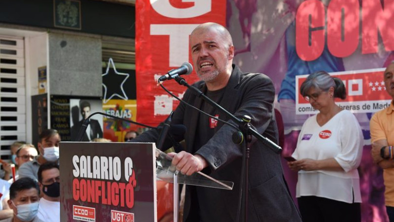 ep el secretario general de ccoo unai sordo interviene en una concentracion de ccoo y ugt para