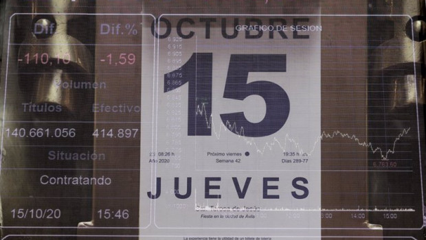 ep valores del ibex en el palacio de la bolsa de madrid espana a 15 de octubre de 2020