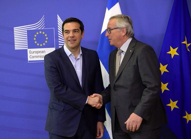 Alexis Tsipras, primer ministro griego y Jean Claude Juncker, presidente de la Comisión Europea. Tsipras_Junker