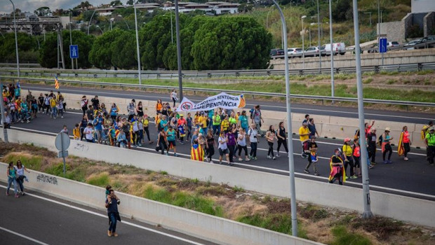 ep las columnas procedentes de tarragona y tarrega que forman parte de las marchas por la libertad