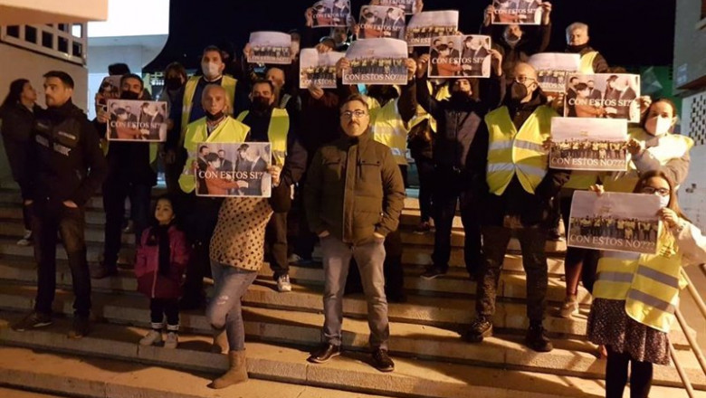 ep transportistas protestan ante isabel rodriguez en puertollano