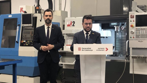 ep el presidente de la generalitat pere aragons junto al conseller de empresa y trabajo roger