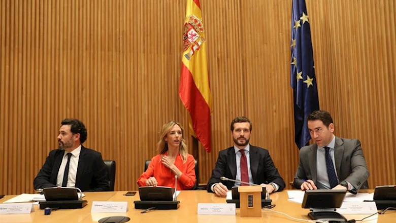 El presidente del PP, Pablo Casado, junto al secretario general del PP, Teodro García Egea, la portavoz del Grupo Popular en el Congreso, Cayetana Álvarez de Toledo. En Madrid (España), a 6 de febrero de 2020. | Marta Fernández - Europa Press - Archivo ep el presidente del pp pablo casado junto al secretario general del pp teodro garcia egea la