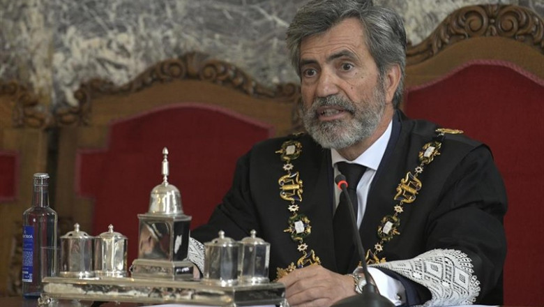 El presidente del Tribunal Supremo, Carlos Lesmes, preside la toma de posesión de José María Gómez y Díaz-Castroverde como nuevo presidente del Tribunal Superior de Xustiza de Galicia (TSXG), en su sede en A Coruña (España), a 20 de septiembre de 2019. | M. Dylan - Europa Press ep el presidente del tribunal supremo carlos lesmes preside la toma de posesion de jose maria gomez